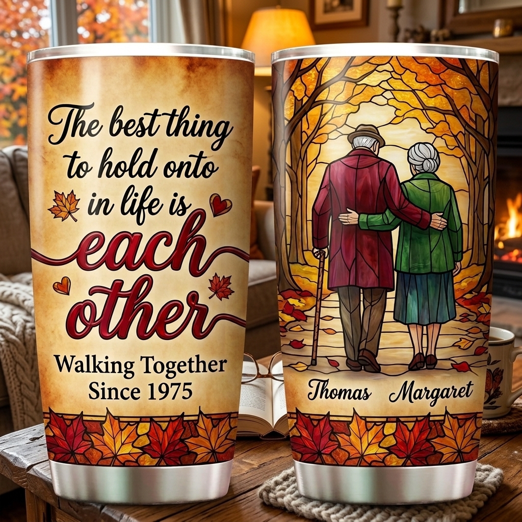Personalized The Best Thing To Hold Onto in Life is Each Other Tumbler Old Couple Anniversary Gift  for Couple 20OZ  Tumbler with Name Gift for Wife Husband You're My Today and All My Tomorrows Tumbler for Wife