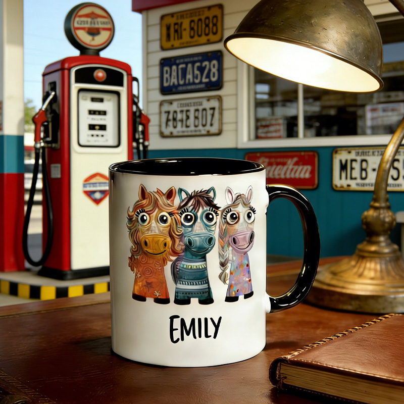 Personalized 3D Graphic Patterns Horse Mug Ceramic Cup Gift for Horse Riding Equestrian Lovers