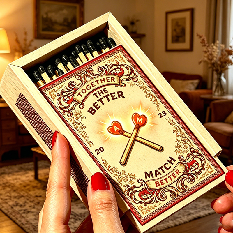 Personalized Couples Matchbox Custom Date Night Matchbox Christmas Dinner Matchbox without Match Wedding Gift for Couple Anniversary Gift Matchbox 