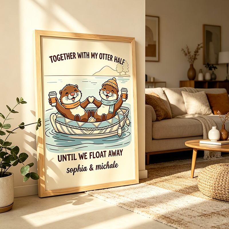 Personalized Together with My Otter Half Otter Couple Print Poster Couple Wedding Anniversary Gift Funny Couple Gift