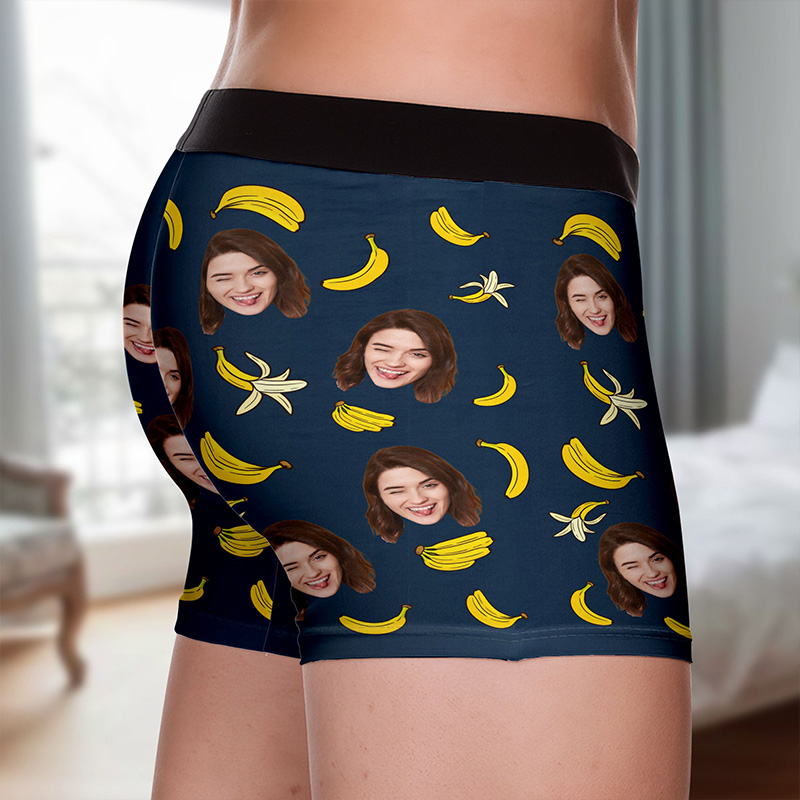 Personalized Girlfriend Wife Face Boxer Brief Only Her Can Eat This With Bananas Men Underwear with Photo Valentines Day Gift for Boyfriend Husband