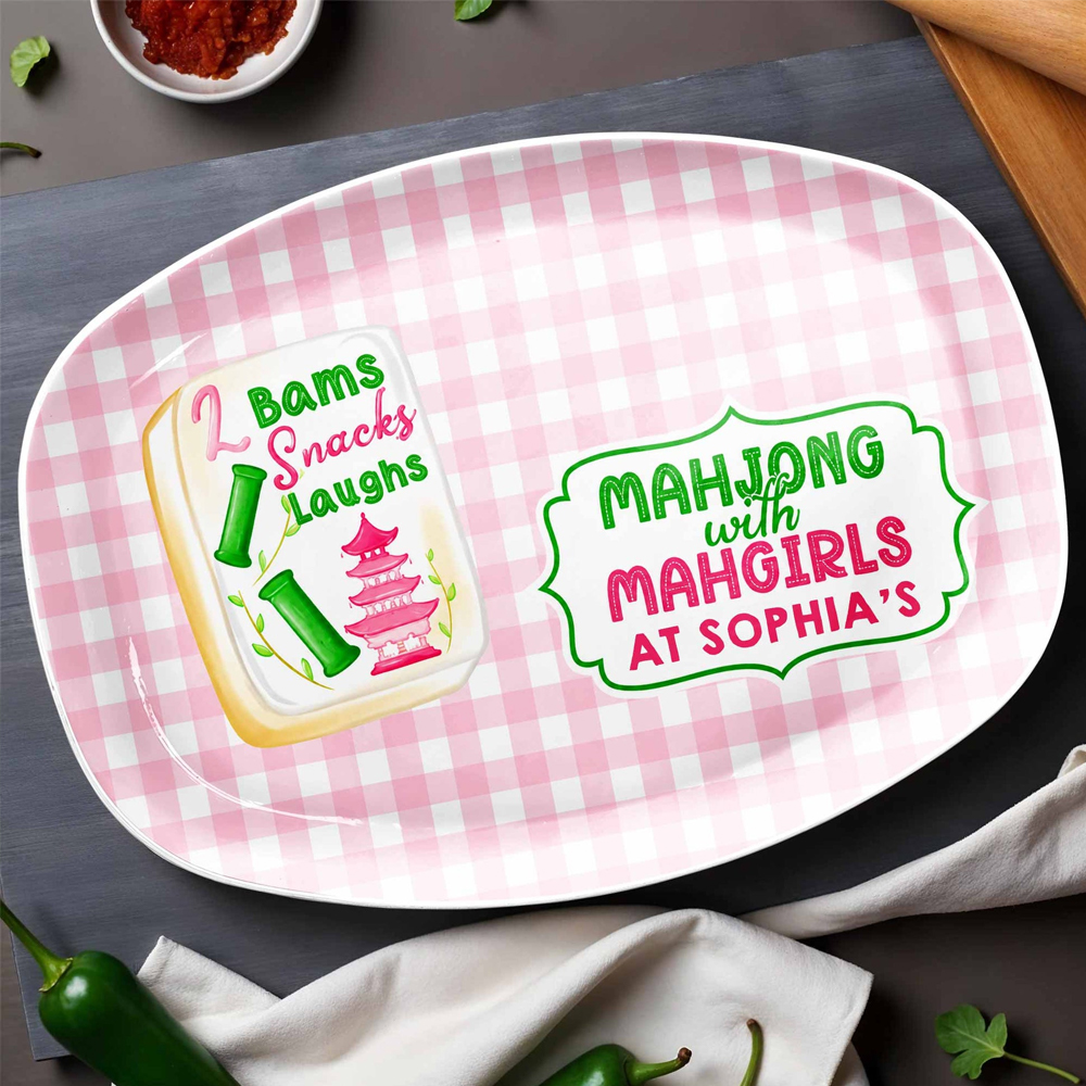 Personalized Plate Bams Snacks Laughs Mahjong With Mahgirls Gift For Bestie
