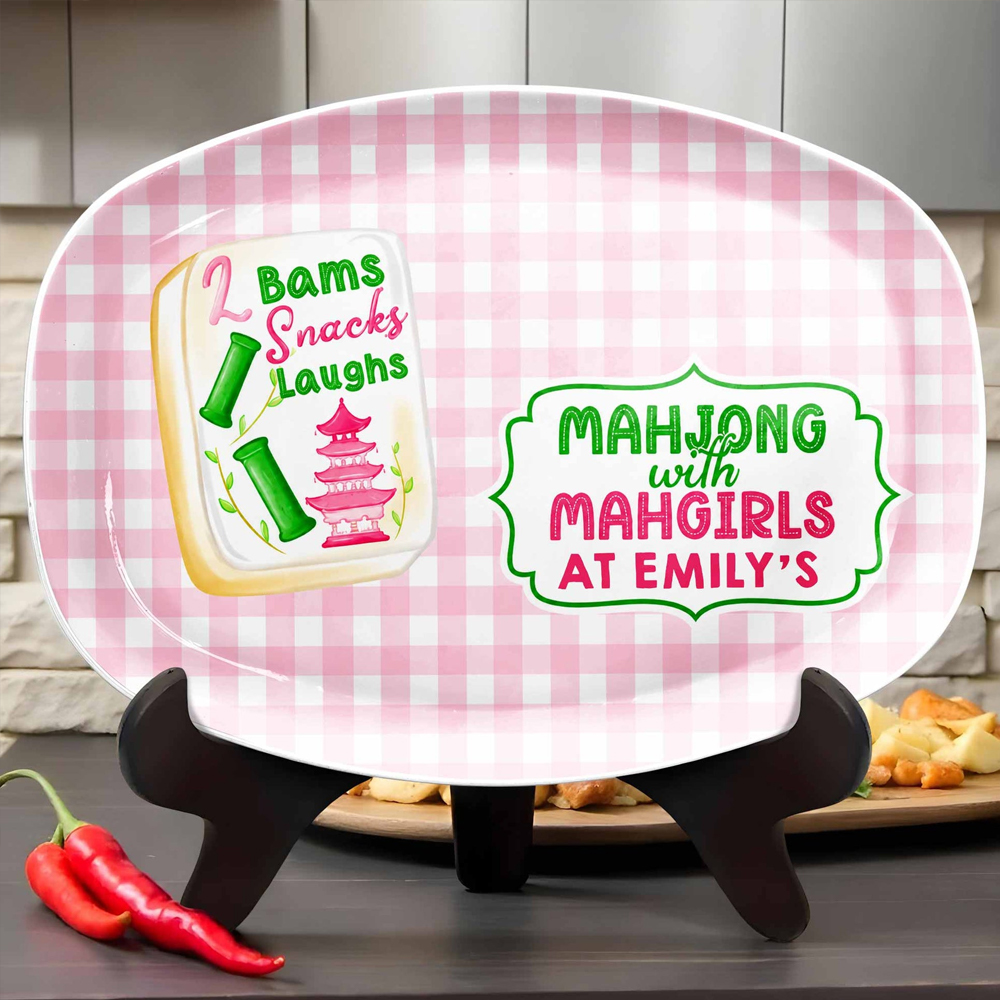 Personalized Plate Bams Snacks Laughs Mahjong With Mahgirls Gift For Bestie