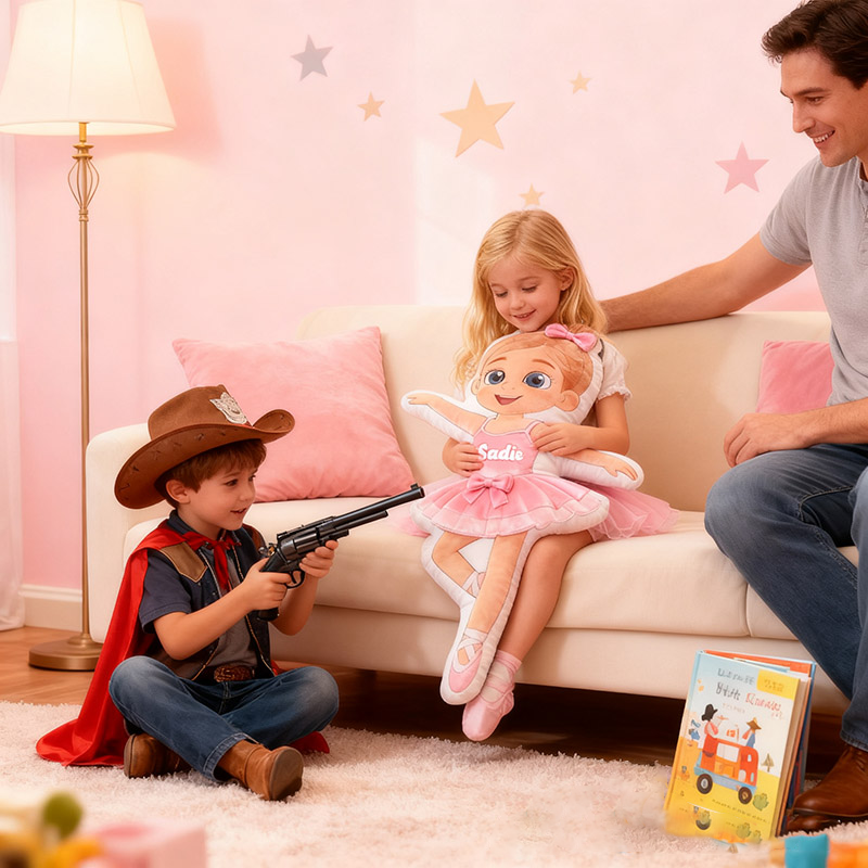 Personalized Ballet Dancers Pillow with Your Name Soft Stuffed Toy for Kids Unique Decorative Cushion for Girls' Room and Dance Studio