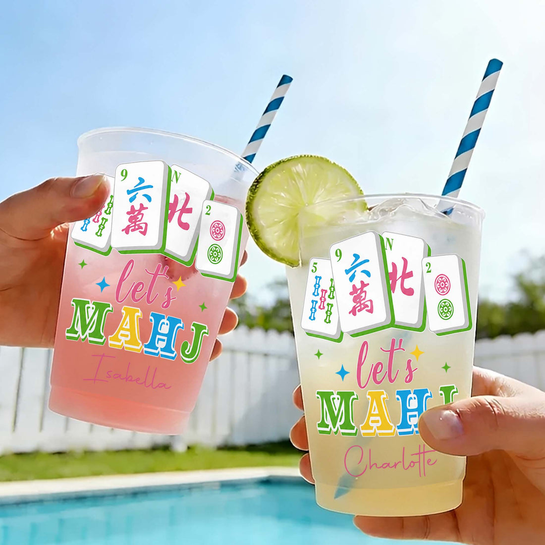  Personalized Frosted Cups Let's MAHJ Era Gift for Mahjong Lovers