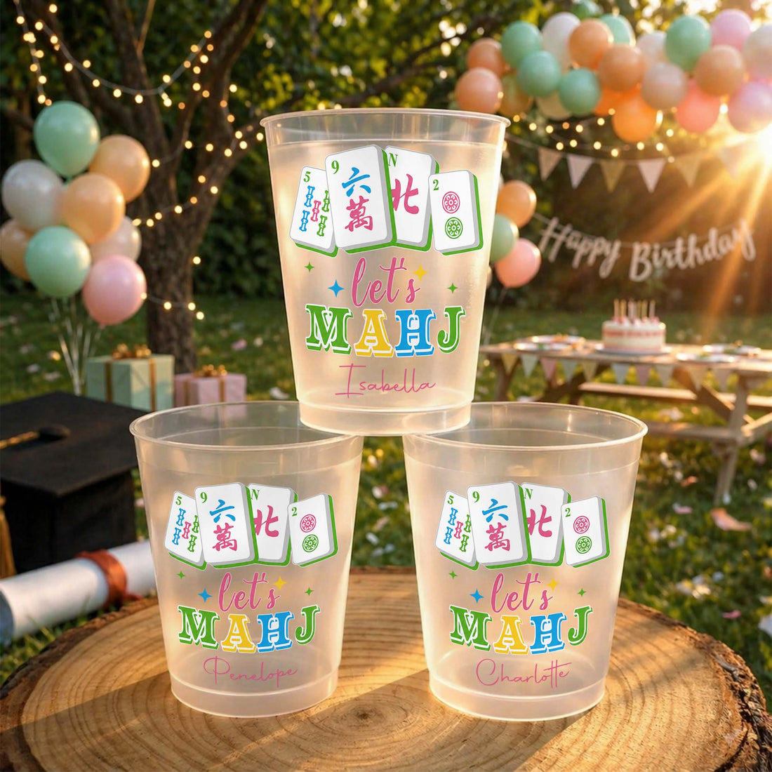  Personalized Frosted Cups Let's MAHJ Era Gift for Mahjong Lovers