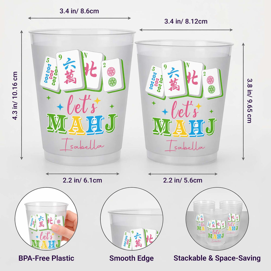  Personalized Frosted Cups Let's MAHJ Era Gift for Mahjong Lovers