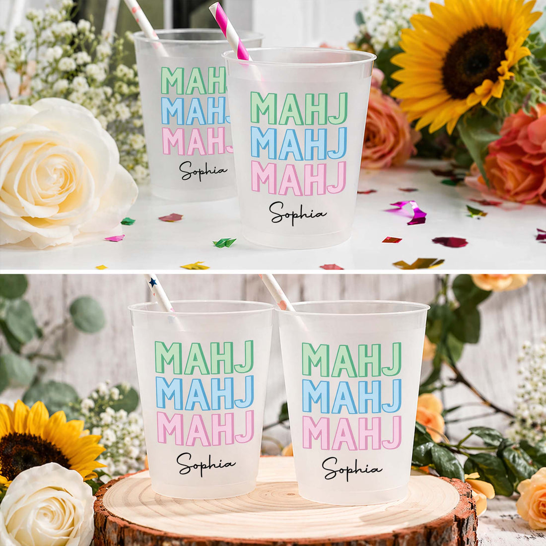Personalized Frosted Cups Mahj Mahj Mahj Gift For Mahjong Lovers