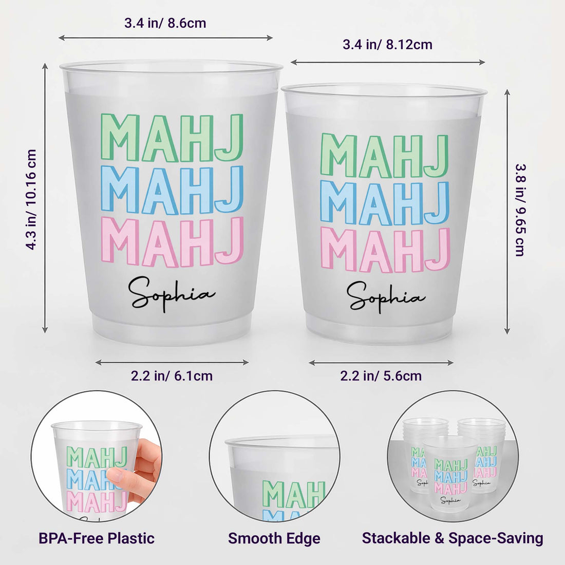Personalized Frosted Cups Mahj Mahj Mahj Gift For Mahjong Lovers