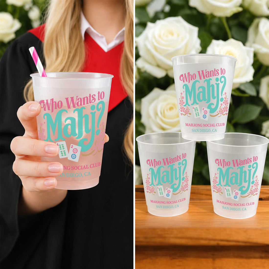 Personalized Frosted Cups Who Wants to Mahj Gift For Mahjong Lovers