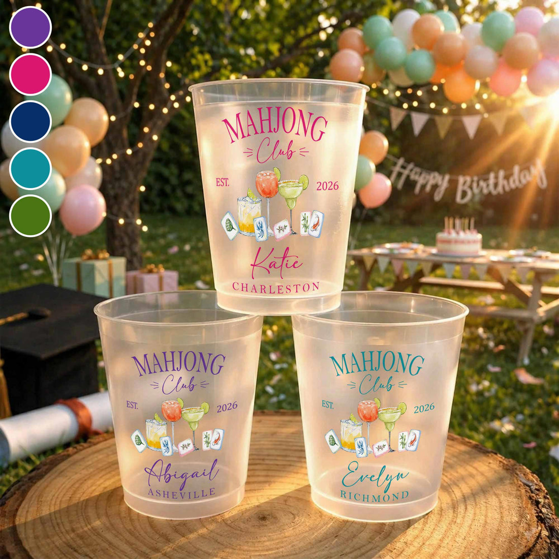 Personalized Frosted Cups Mahjong Club Gift For Mahjong Lovers