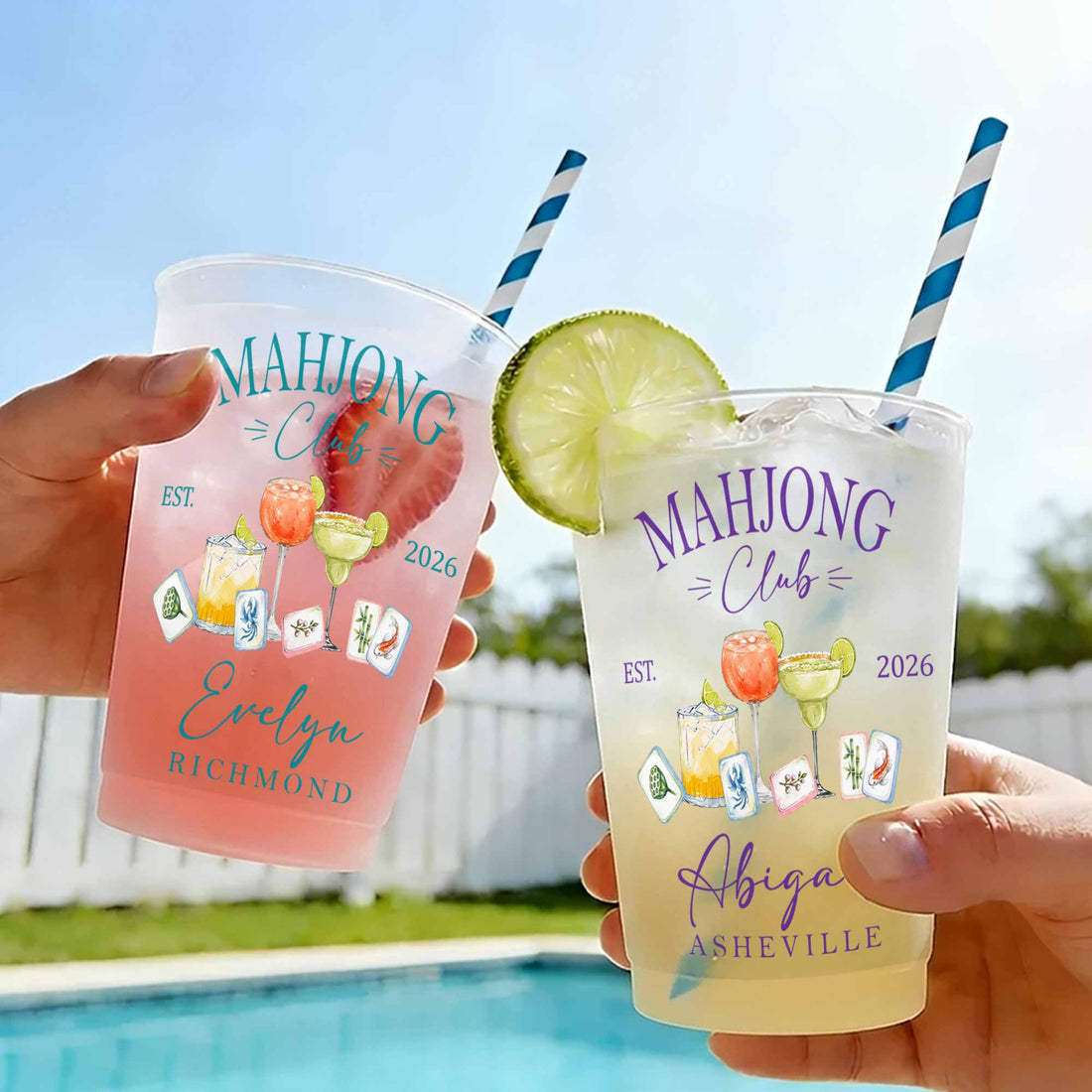 Personalized Frosted Cups Mahjong Club Gift For Mahjong Lovers