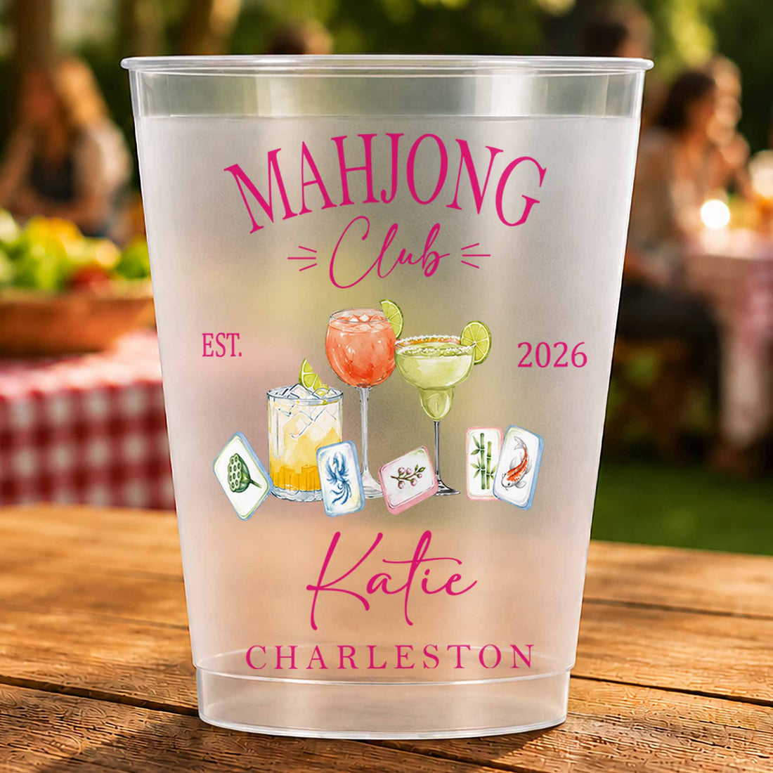Personalized Frosted Cups Mahjong Club Gift For Mahjong Lovers