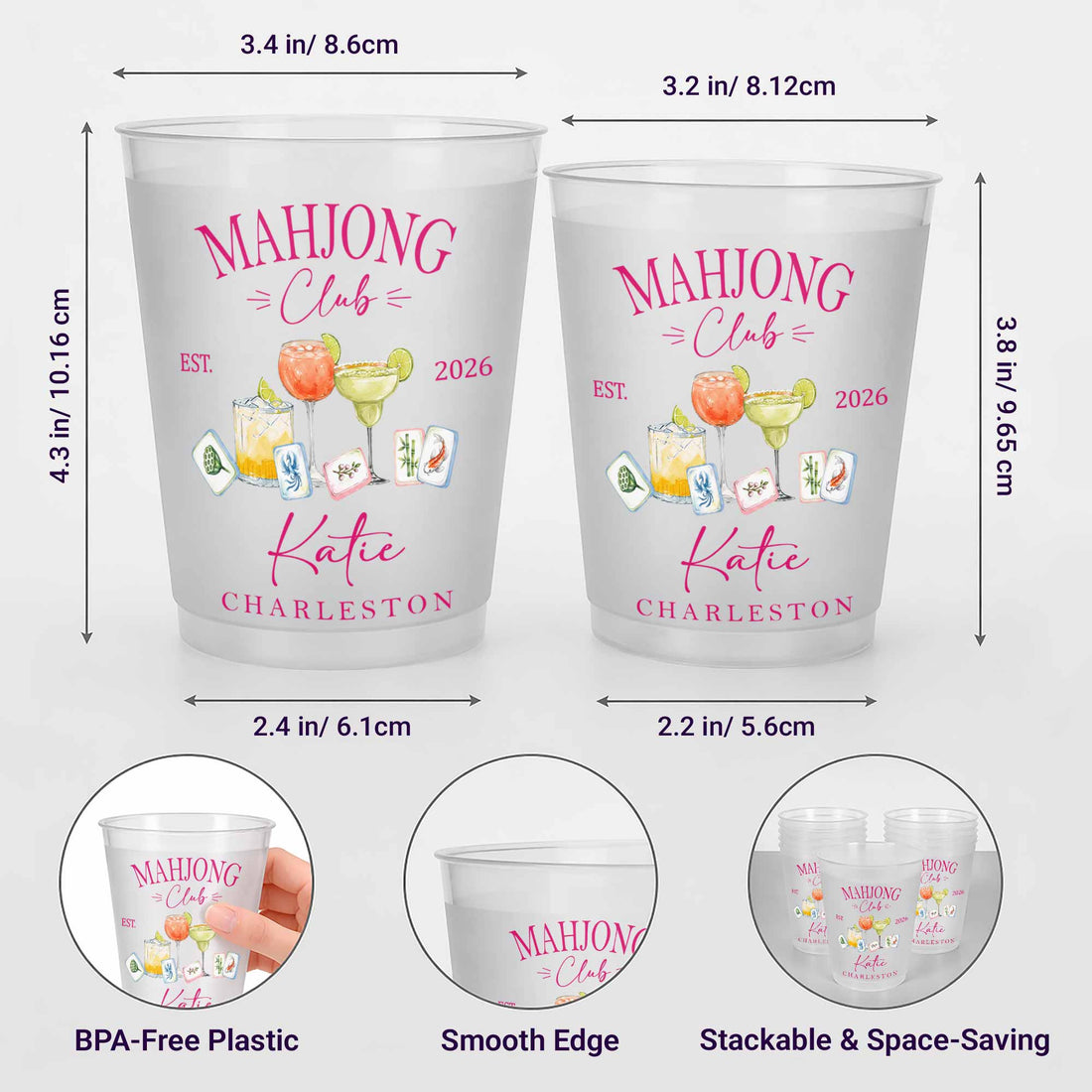 Personalized Frosted Cups Mahjong Club Gift For Mahjong Lovers