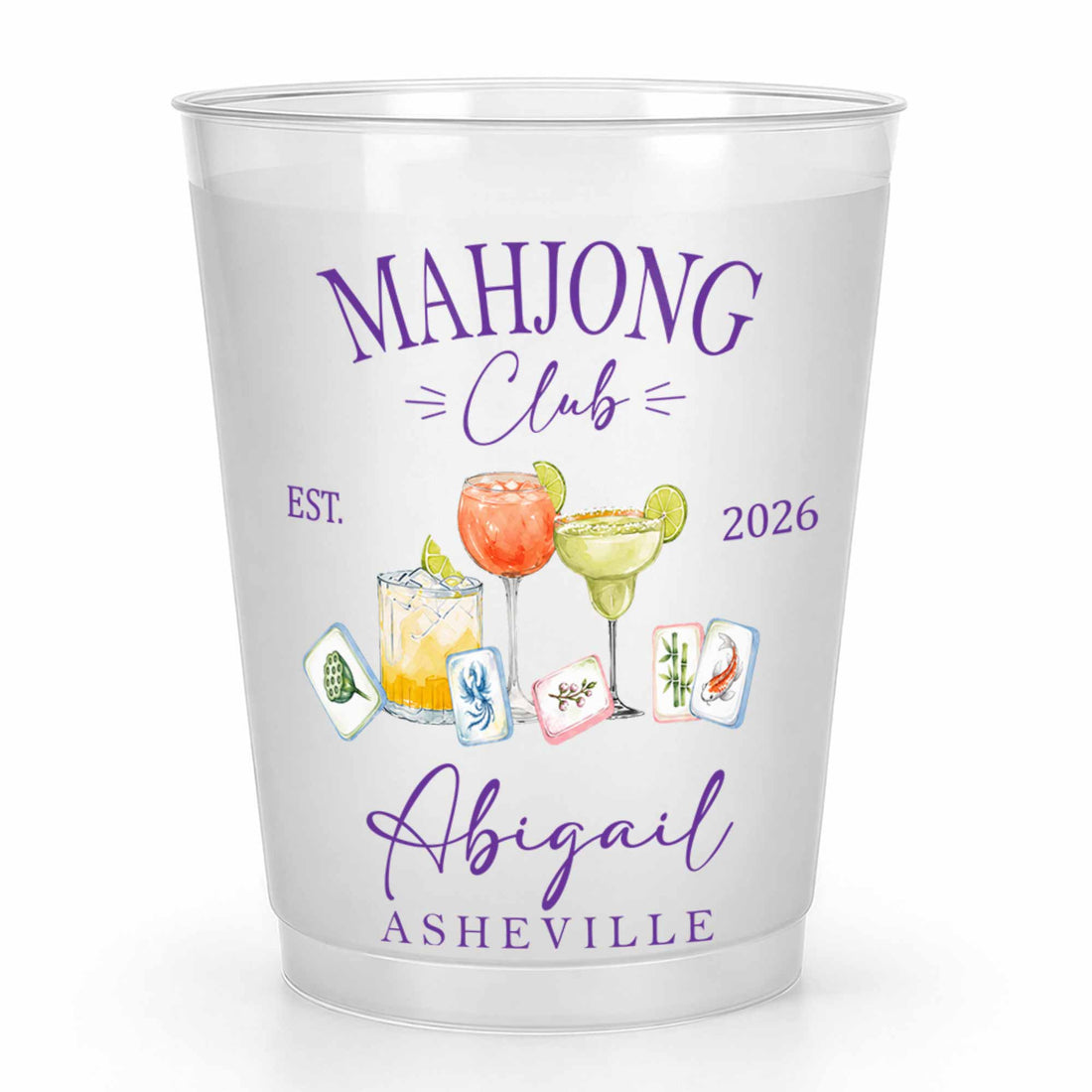 Personalized Frosted Cups Mahjong Club Gift For Mahjong Lovers