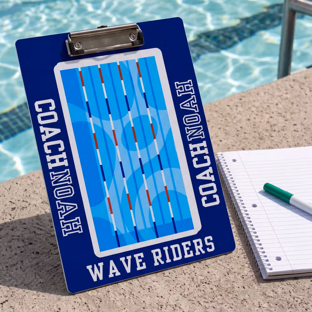 Personalized Multicolor Swimming Pool Design Acrylic Clipboard with Name Daily Training Birthday Gift for Coach