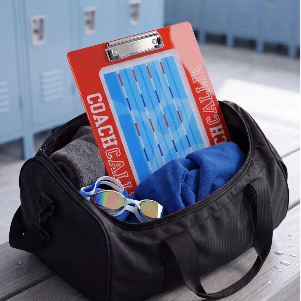Personalized Multicolor Swimming Pool Design Acrylic Clipboard with Name Daily Training Birthday Gift for Coach