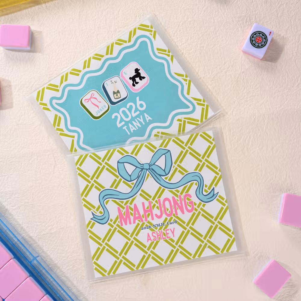 Personalized Vintage Tri-Fold Waterproof Mahjong Card Cover with Name and Year National Mahjong League Card Protector Gift for Mahjong Lover