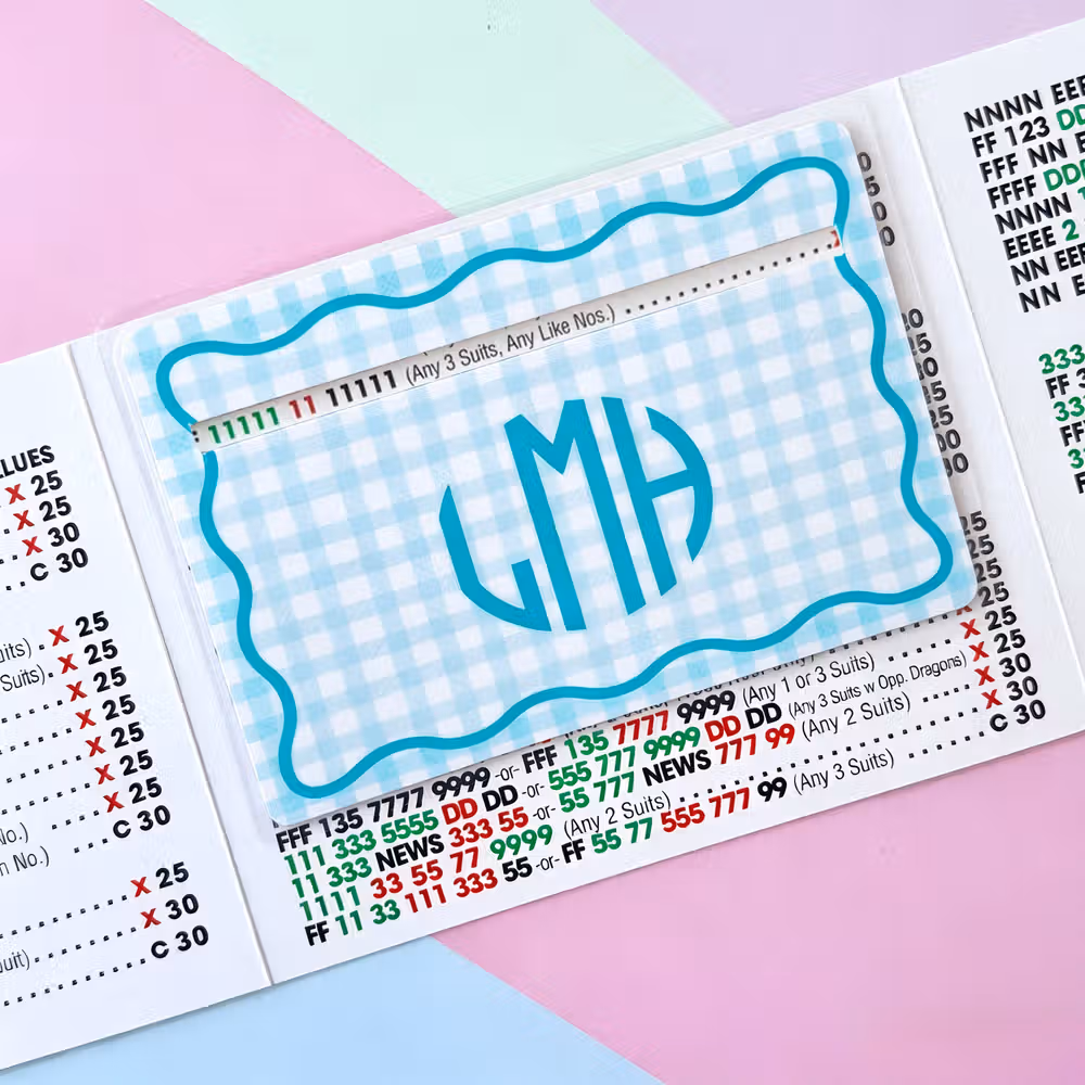 Personalized Multicolor Checkered Wave Border Monogram Mahjong Line Reader Mahjong Club Mahjong Game Night Birthday Gift for Mahjong Lover