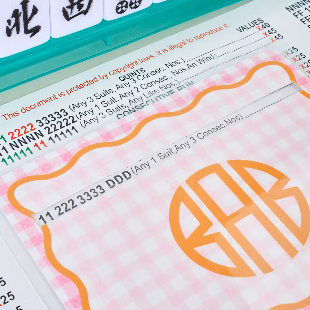 Personalized Multicolor Checkered Wave Border Monogram Mahjong Line Reader Mahjong Club Mahjong Game Night Birthday Gift for Mahjong Lover