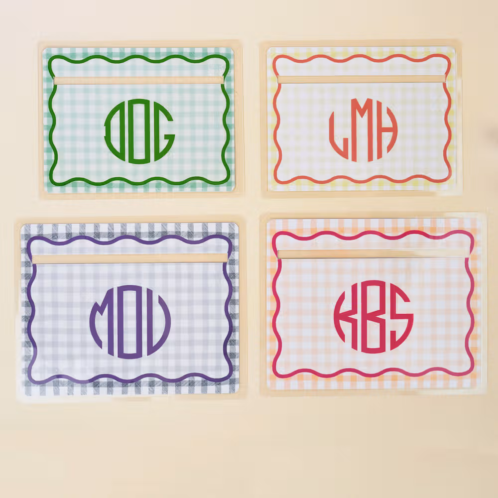 Personalized Multicolor Checkered Wave Border Monogram Mahjong Line Reader Mahjong Club Mahjong Game Night Birthday Gift for Mahjong Lover