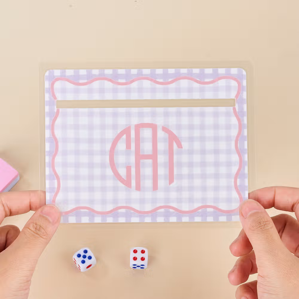 Personalized Multicolor Checkered Wave Border Monogram Mahjong Line Reader Mahjong Club Mahjong Game Night Birthday Gift for Mahjong Lover