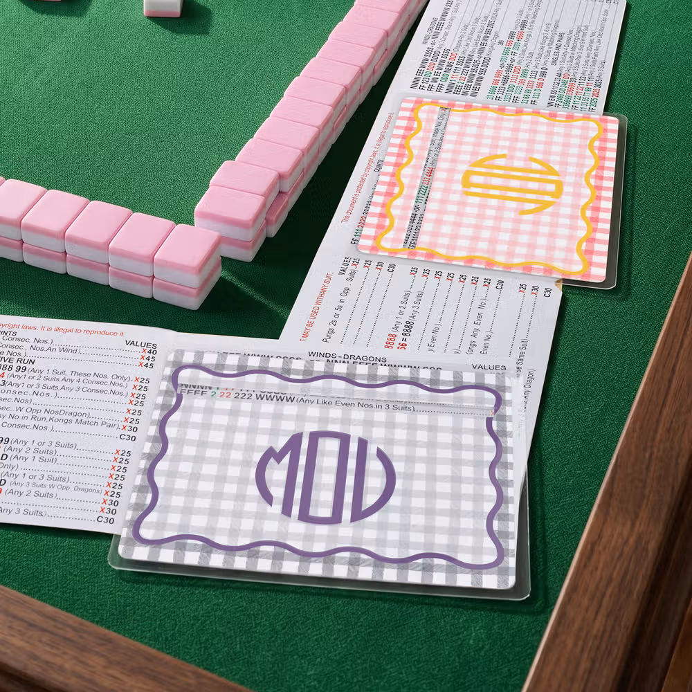 Personalized Multicolor Checkered Wave Border Monogram Mahjong Line Reader Mahjong Club Mahjong Game Night Birthday Gift for Mahjong Lover