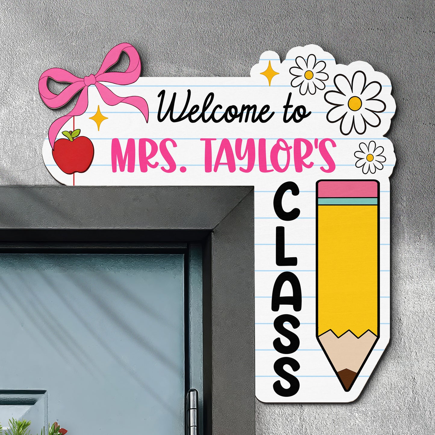 Personalized Door Corner Decor Custom Teacher Bow Back To School Gift for Teacher