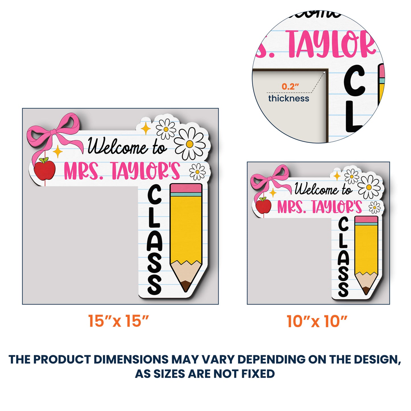 Personalized Door Corner Decor Custom Teacher Bow Back To School Gift for Teacher