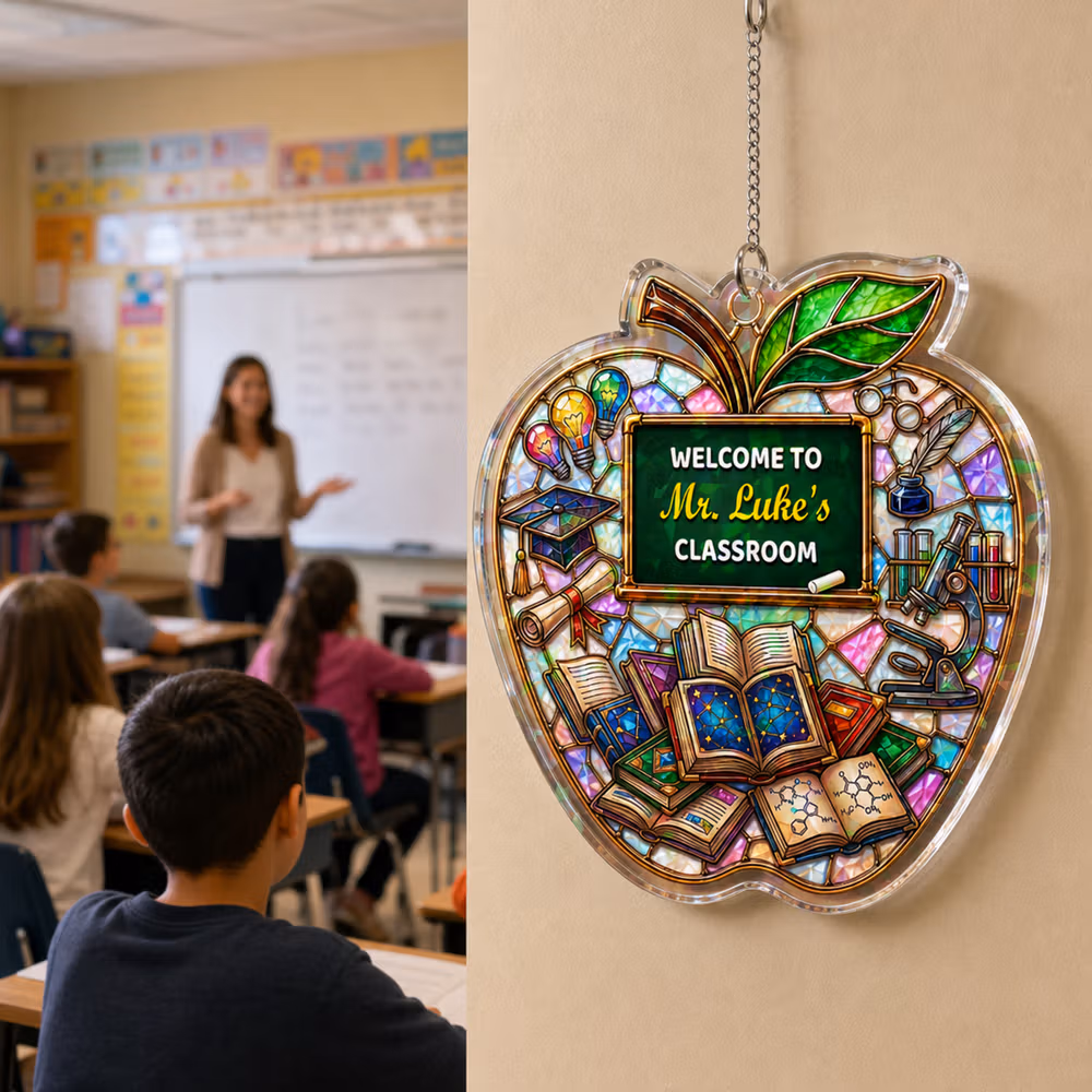 Personalized Apple Shape Book Blackboard Ornament with Text Room Decor Back to School Teacher's Day Appreciation Gift for Teachers