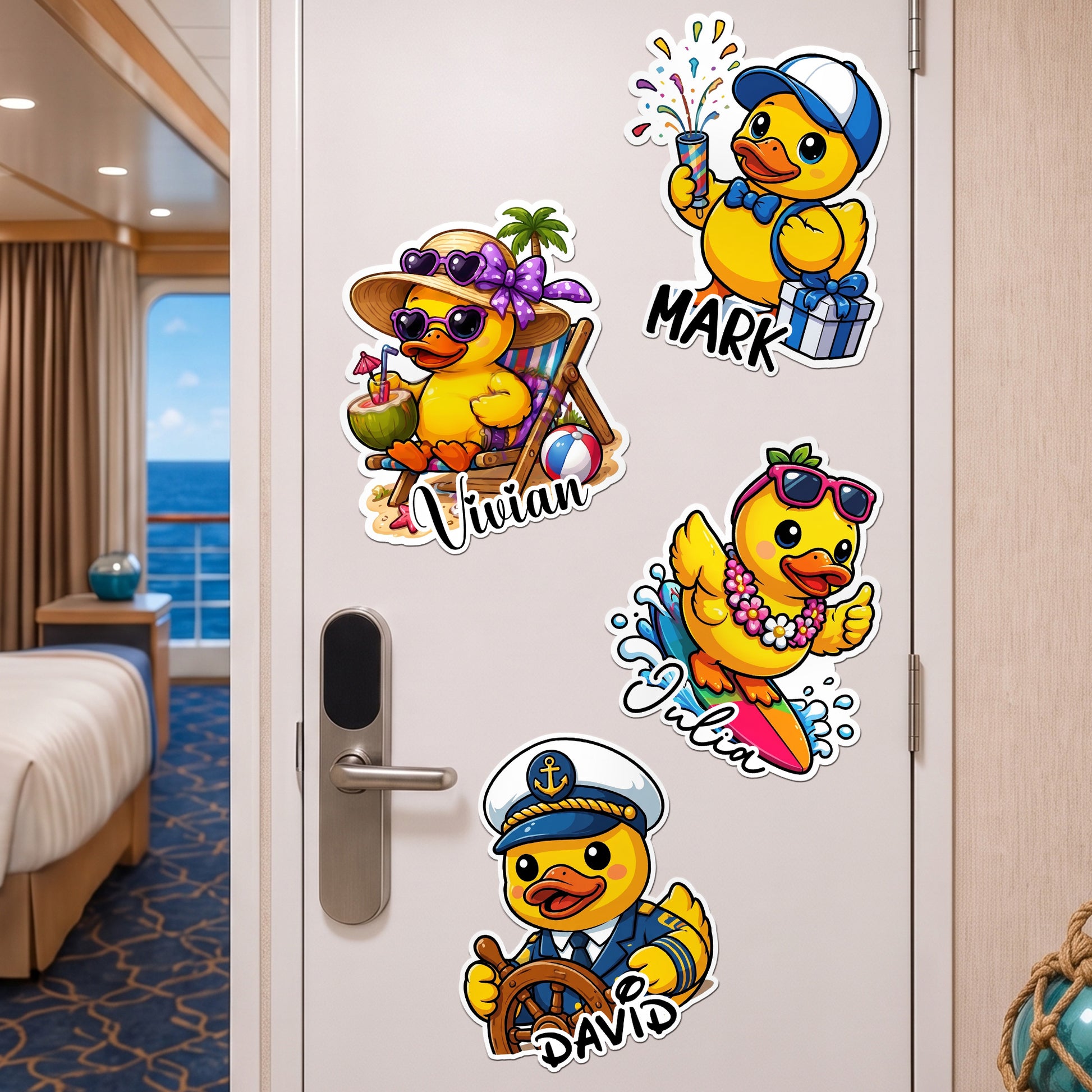Personalized Magnet Cute Duck Cruise Door Signs Stateroom Decor Cruising Family Gift