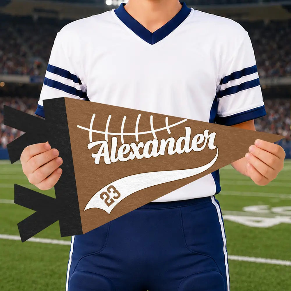 Personalized Pennant American Football Player With Name & Number Gift for Football Fans