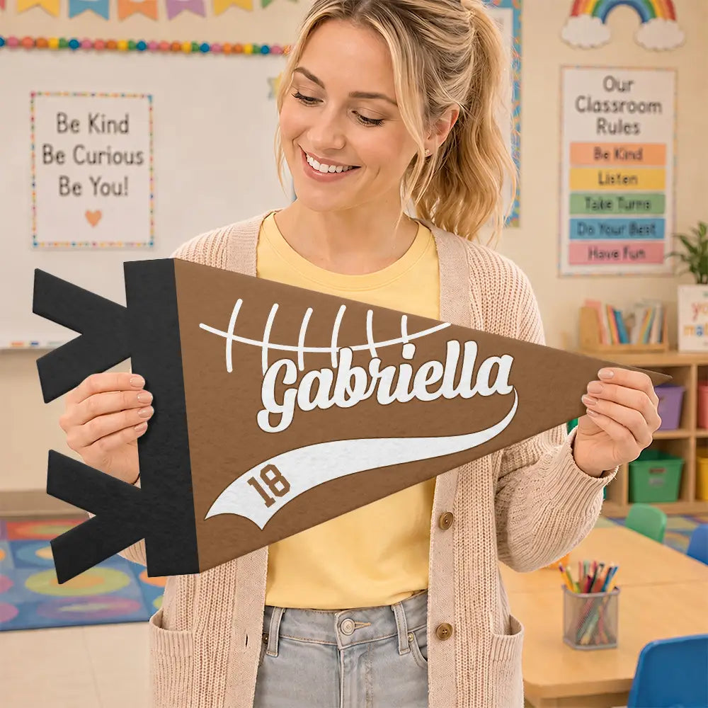 Personalized Pennant American Football Player With Name & Number Gift for Football Fans