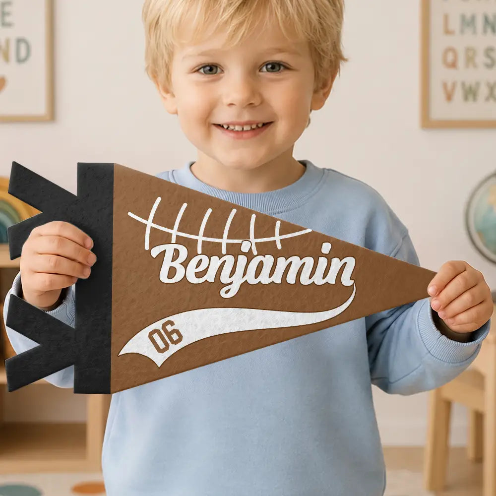 Personalized Pennant American Football Player With Name & Number Gift for Football Fans