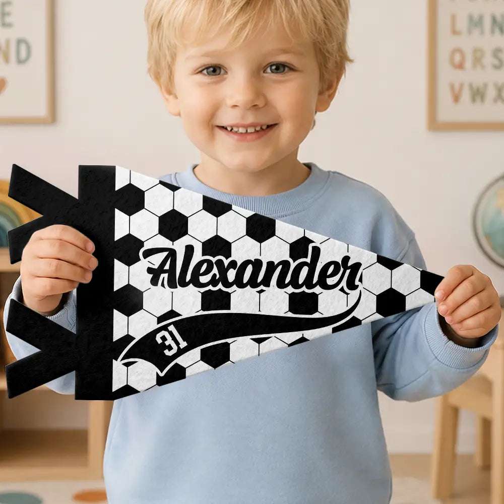 Personalized Pennant Soccer Player With Name & Number Gift for Soccer Fans