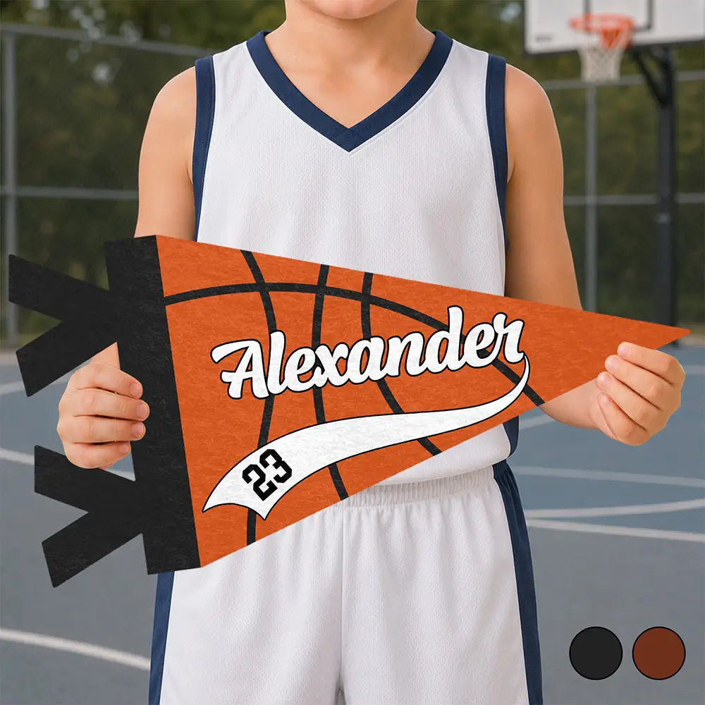 Personalized Pennant Basketball Player With Name & Number Back to School Gift for Basketball Fans