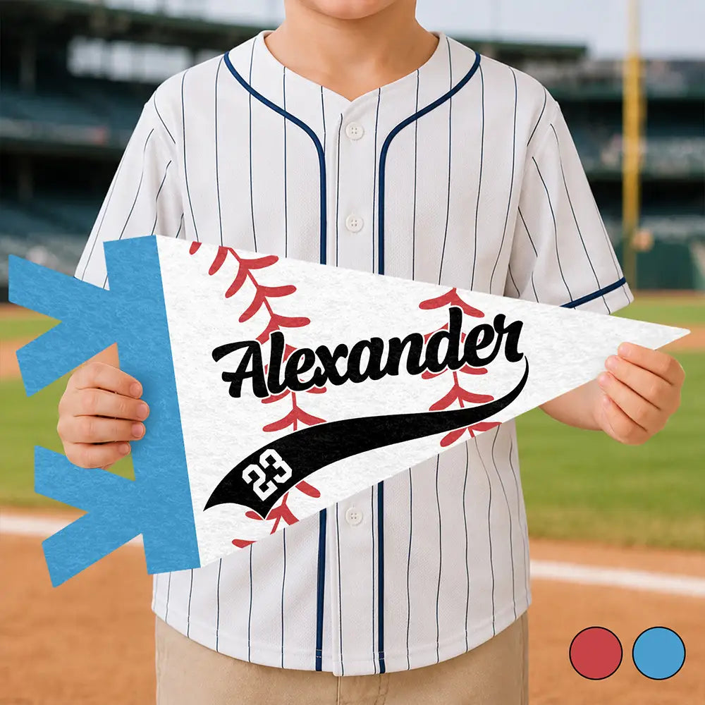 Personalized Pennant Baseball Player With Name & Number Gift for Baseball Lovers