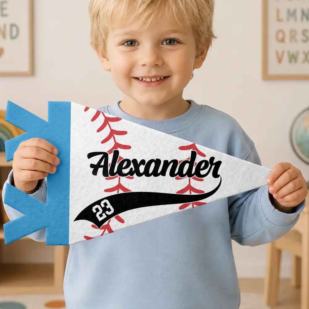 Personalized Pennant Baseball Player With Name & Number Gift for Baseball Lovers