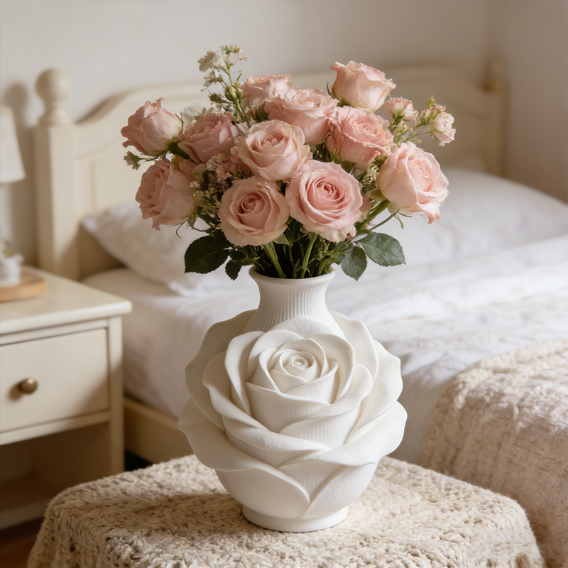 Personalized Rose Flower Vase 3D Printed Rose Vase Elegant and Noble Home Decor Gift for Her