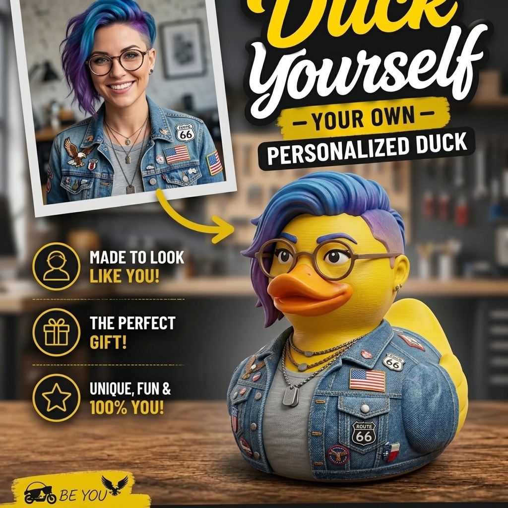 Custom 3D‑Printed Portrait Rubber Duck, Personalized Face Duck Figurine From Your Photo, Unique Custom Keepsake Gift for Friends & Family