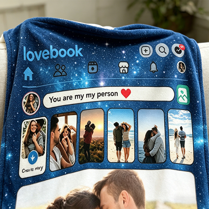 Personalized Couple Throw Blanket with Names Custom Starry Sky Style Photo Poster Blanket Valentine Gift Gift for Husband Gift For Wife