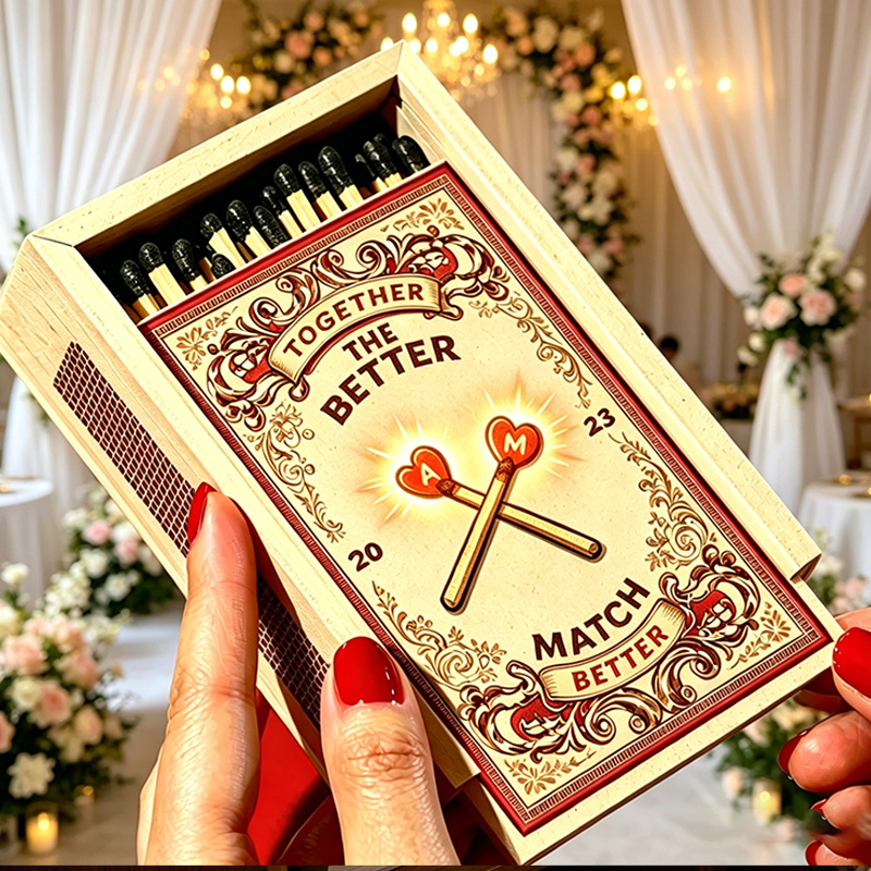 Personalized Couples Matchbox Custom Date Night Matchbox Christmas Dinner Matchbox without Match Wedding Gift for Couple Anniversary Gift Matchbox 