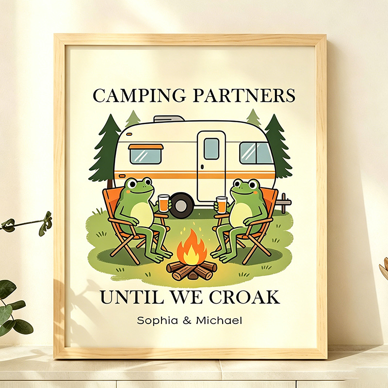 Personalized Together Until We Croak Frog Couple Print Poster Wedding Anniversary Gift for Couple