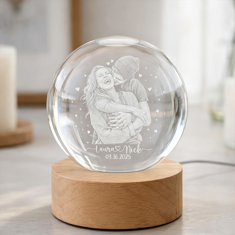 Personalized Photo Night Light Custom Picture Memorial Crystal Ball Lamp Wedding Gift Couple Anniversary Gift For Wife Girlfriend Husband