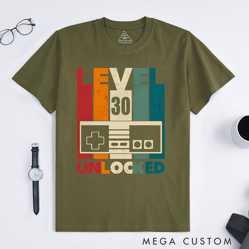 Personalized Level Unlock Birthday Game Classic T-Shirts Birthday Gift Video Game Tshirt Geek Gaming Nerd Shirt