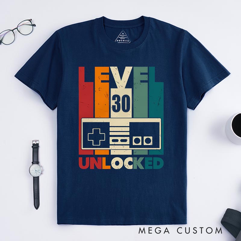 Personalized Level Unlock Birthday Game Classic T-Shirts Birthday Gift Video Game Tshirt Geek Gaming Nerd Shirt
