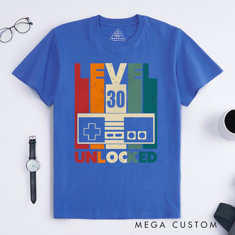 Personalized Level Unlock Birthday Game Classic T-Shirts Birthday Gift Video Game Tshirt Geek Gaming Nerd Shirt