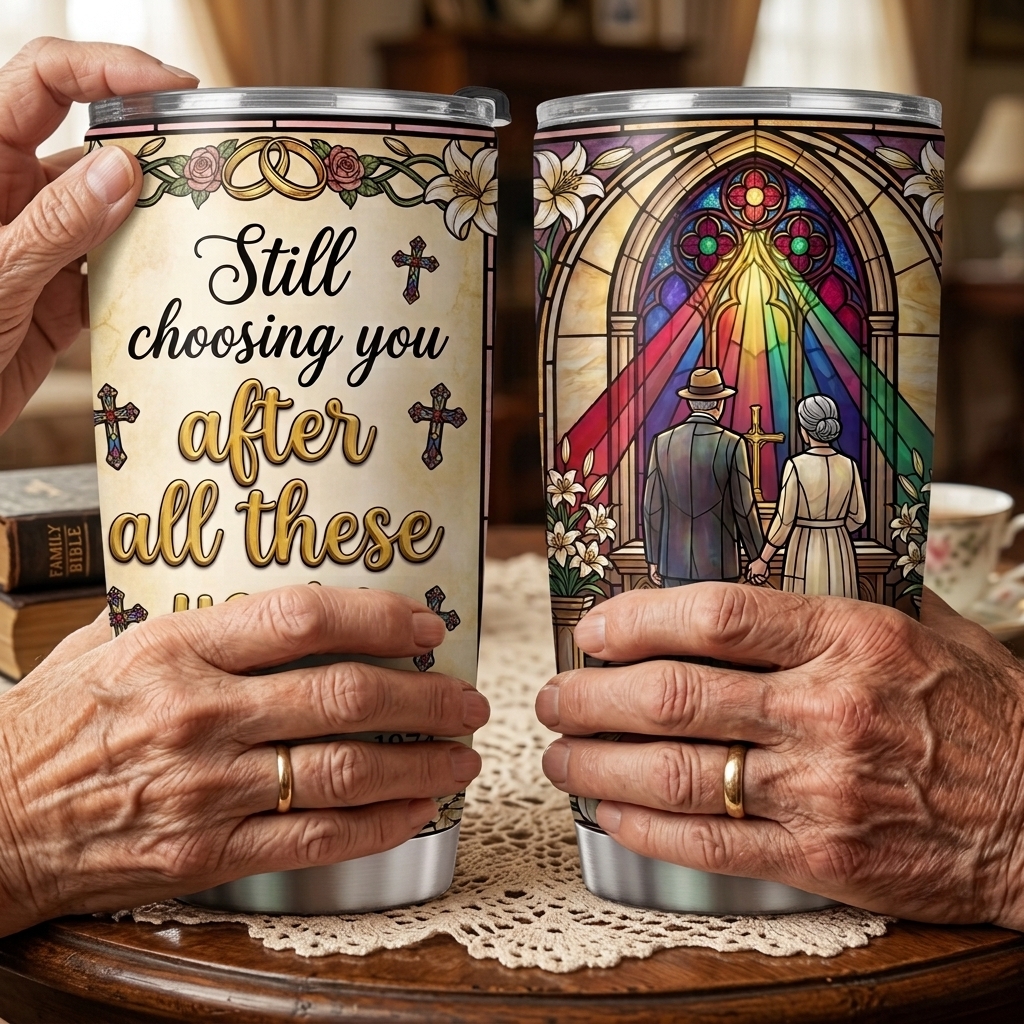 Personalized Still Choosing You After These Years Tumbler for Wife Gift Old Couple 20OZ  Tumbler with Name Gift for Wife Husband You're My Today and All My Tomorrows Tumbler for Wife