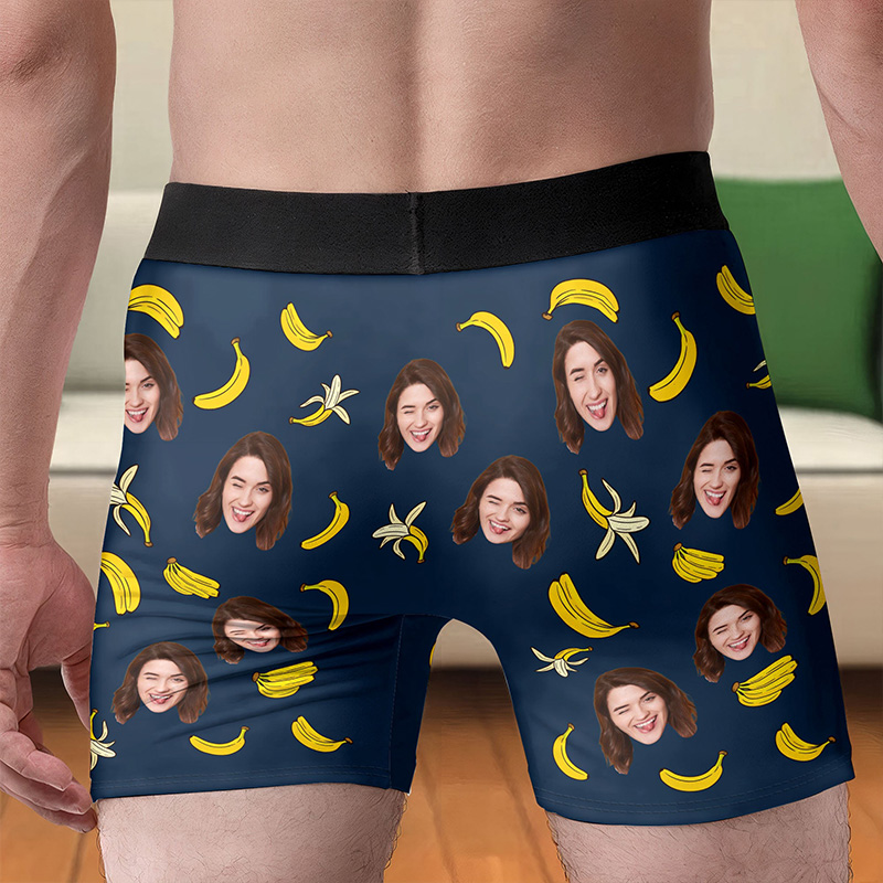 Personalized Girlfriend Wife Face Boxer Brief Only Her Can Eat This With Bananas Men Underwear with Photo Valentines Day Gift for Boyfriend Husband