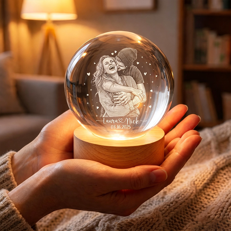 Personalized Photo Night Light Custom Picture Memorial Crystal Ball Lamp Wedding Gift Couple Anniversary Gift For Wife Girlfriend Husband